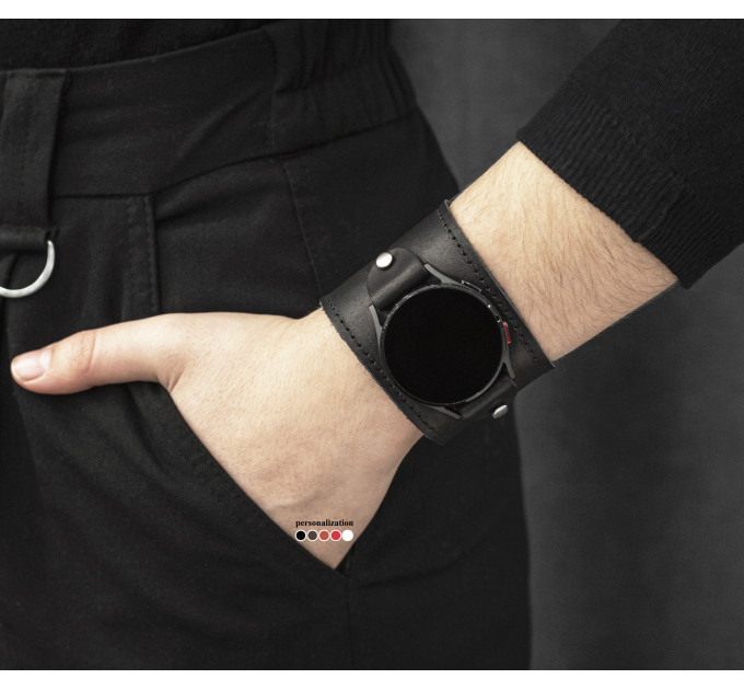 Leather cuff band compatible with Samsung and other Smart watches strap, Handmade UA code 2105st