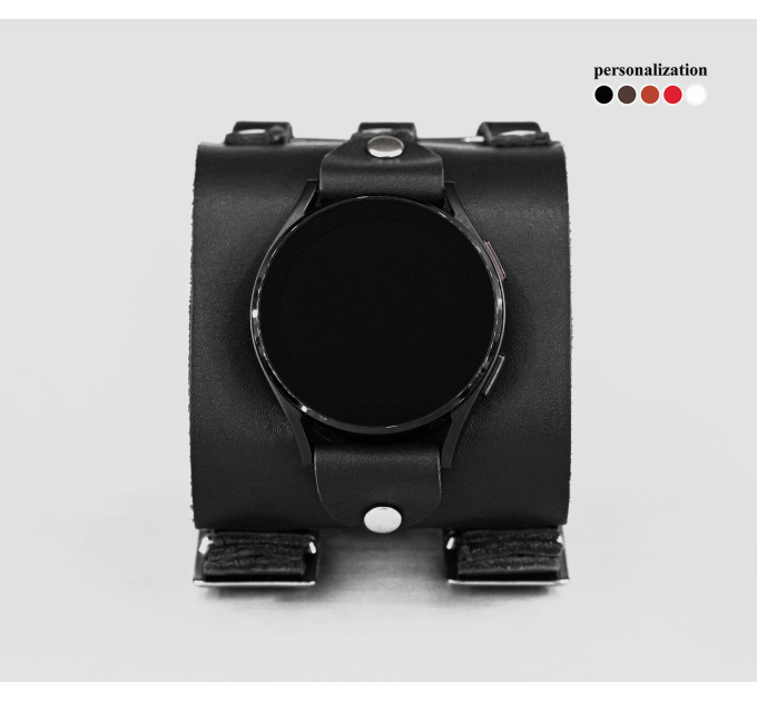 Leather cuff band compatible with Samsung and other Smart watches strap, Handmade UA code 2107