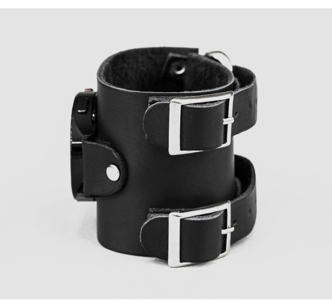Leather cuff band compatible with Samsung and other Smart watches strap, Handmade UA code 2107