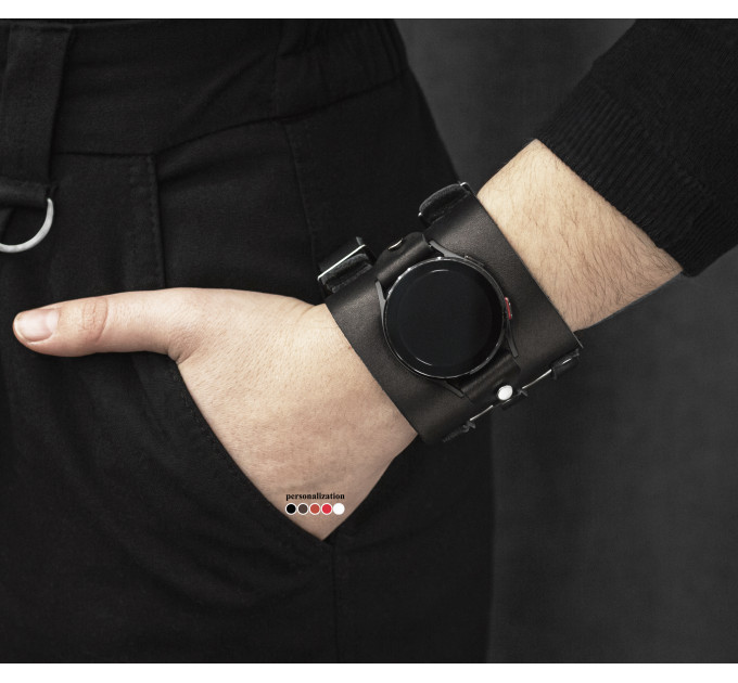 Leather cuff band compatible with Samsung and other Smart watches strap, Handmade UA code 2107