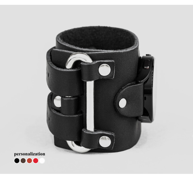 Leather cuff band compatible with Samsung and other Smart watches strap, Handmade UA code 2108
