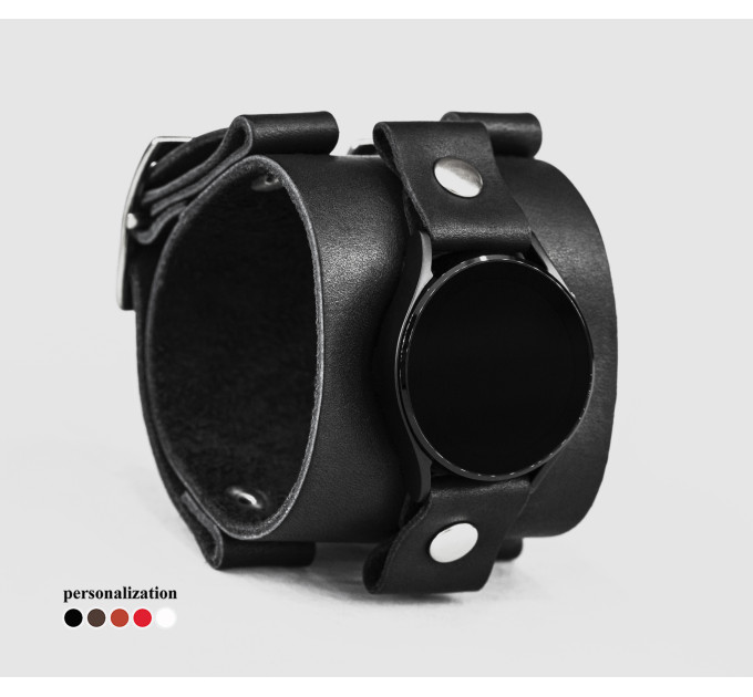 Leather cuff band compatible with Samsung and other Smart watches strap, Handmade UA code 2160