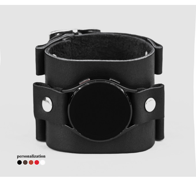 Leather cuff band compatible with Samsung and other Smart watches strap, Handmade UA code 2160
