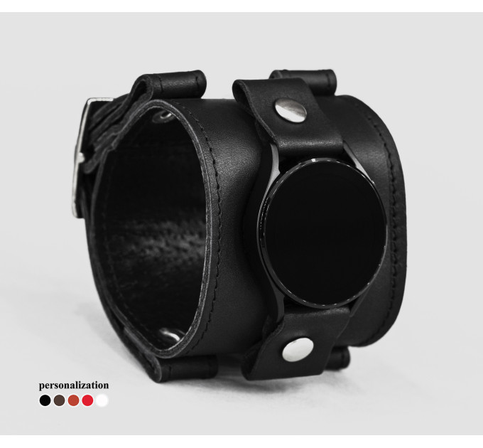 Leather cuff band compatible with Samsung and other Smart watches strap, Handmade UA code 2160st