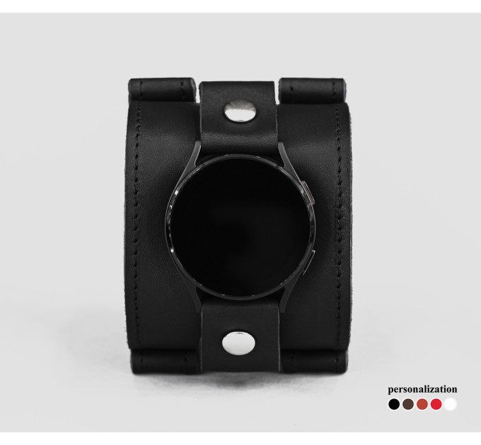 Leather cuff band compatible with Samsung and other Smart watches strap, Handmade UA code 2160st