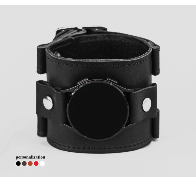 Leather cuff band compatible with Samsung and other Smart watches strap, Handmade UA code 2160st