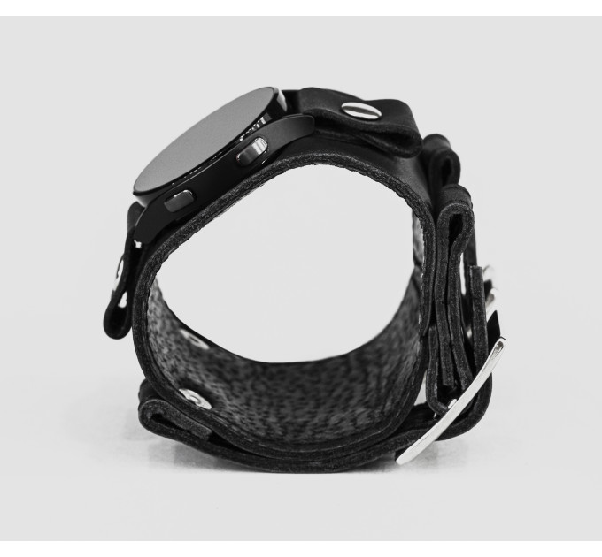 Leather cuff band compatible with Samsung and other Smart watches strap, Handmade UA code 2160st