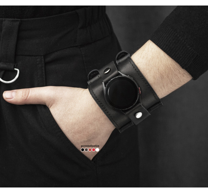 Leather cuff band compatible with Samsung and other Smart watches strap, Handmade UA code 2160st
