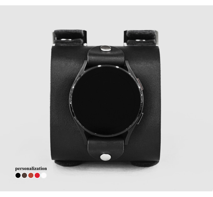 Leather cuff band compatible with Samsung and other Smart watches strap, Handmade UA code 2200