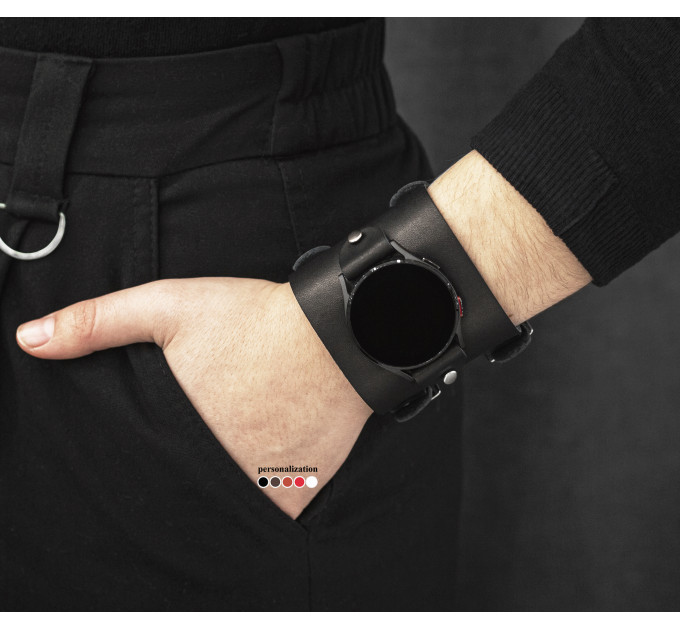 Leather cuff band compatible with Samsung and other Smart watches strap, Handmade UA code 2200