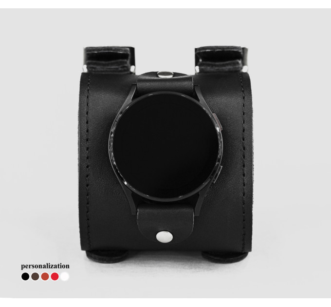 Leather cuff band compatible with Samsung and other Smart watches strap, Handmade UA code 2200st