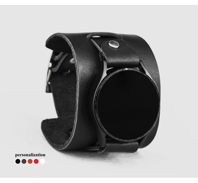 Leather cuff band compatible with Samsung and other Smart watches strap, Handmade UA code 2230