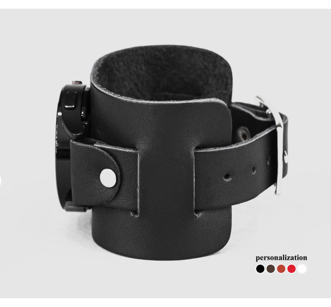 Leather cuff band compatible with Samsung and other Smart watches strap, Handmade UA code 2230
