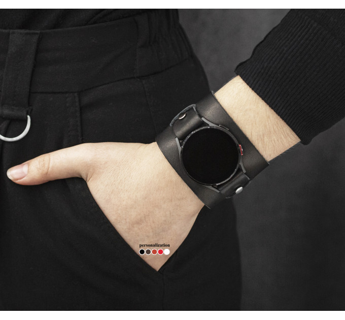 Leather cuff band compatible with Samsung and other Smart watches strap, Handmade UA code 2230