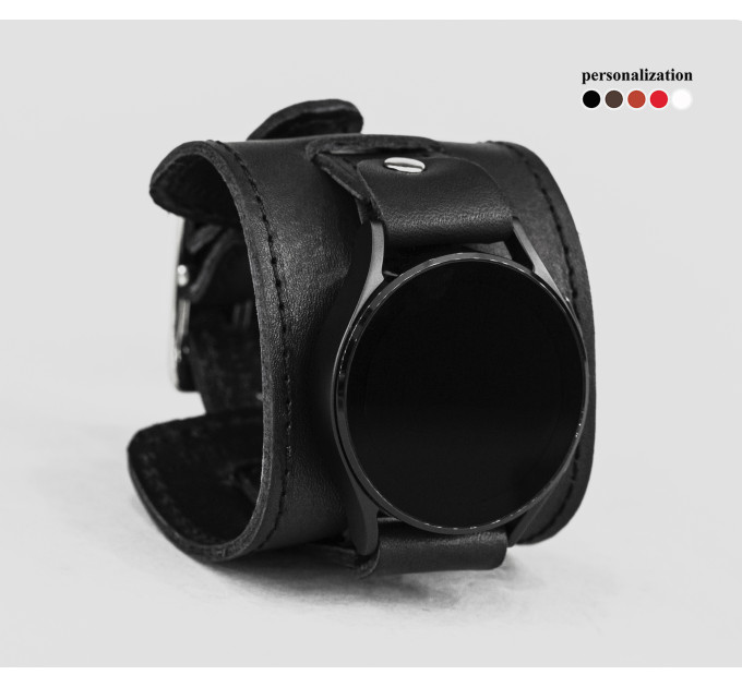 Leather cuff band compatible with Samsung and other Smart watches strap, Handmade UA code 2230st