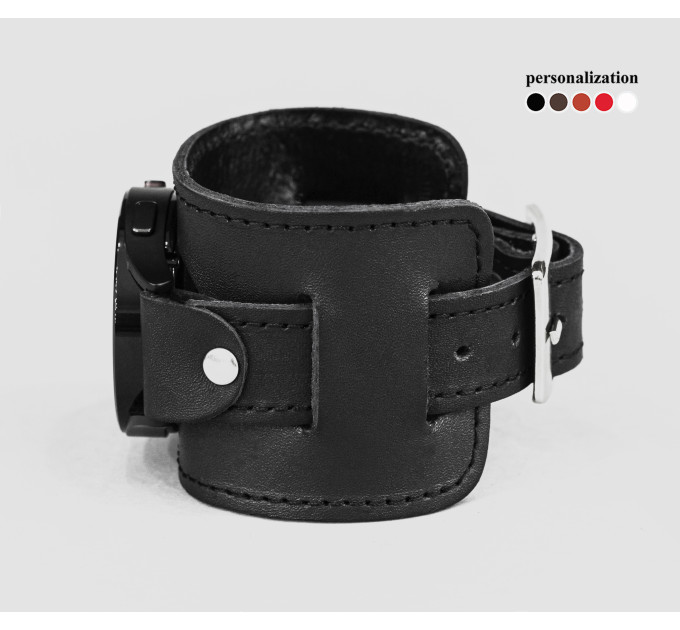 Leather cuff band compatible with Samsung and other Smart watches strap, Handmade UA code 2230st