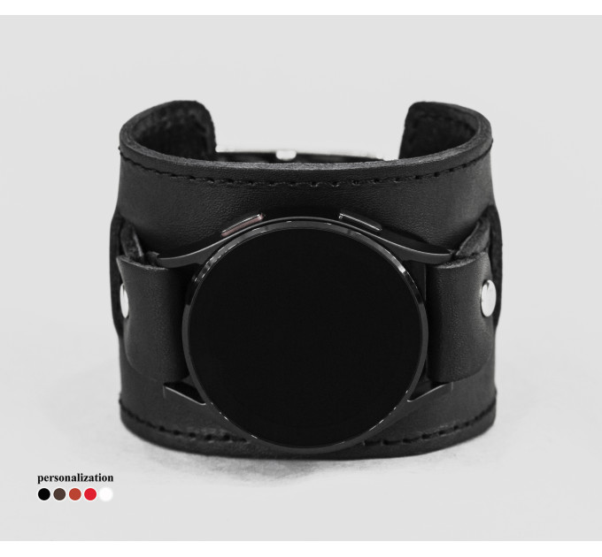 Leather cuff band compatible with Samsung and other Smart watches strap, Handmade UA code 2230st