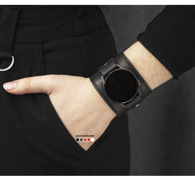 Leather cuff band compatible with Samsung and other Smart watches strap, Handmade UA code 2230st