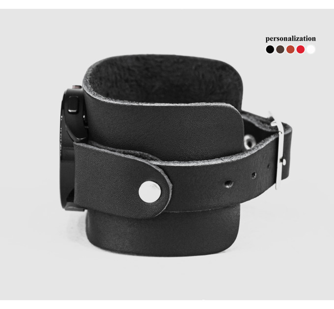 Leather cuff band compatible with Samsung and other Smart watches strap, Handmade UA code 2235