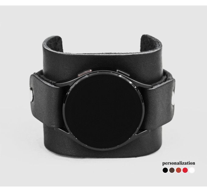 Leather cuff band compatible with Samsung and other Smart watches strap, Handmade UA code 2235