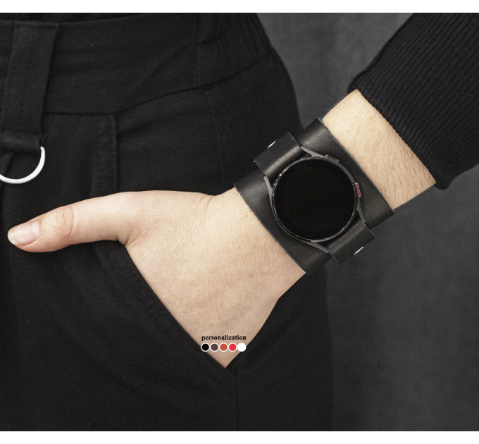 Leather cuff band compatible with Samsung and other Smart watches strap, Handmade UA code 2235