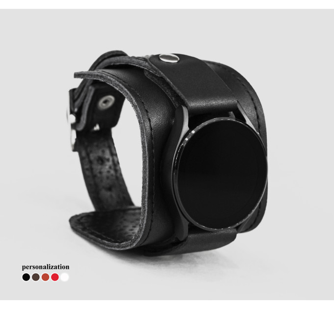 Leather cuff band compatible with Samsung and other Smart watches strap, Handmade UA code 2235st