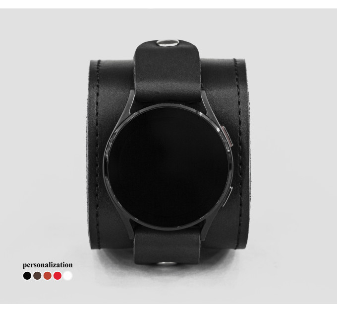 Leather cuff band compatible with Samsung and other Smart watches strap, Handmade UA code 2235st