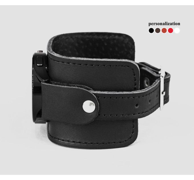 Leather cuff band compatible with Samsung and other Smart watches strap, Handmade UA code 2235st