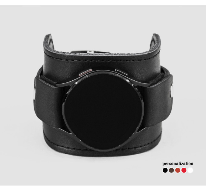 Leather cuff band compatible with Samsung and other Smart watches strap, Handmade UA code 2235st