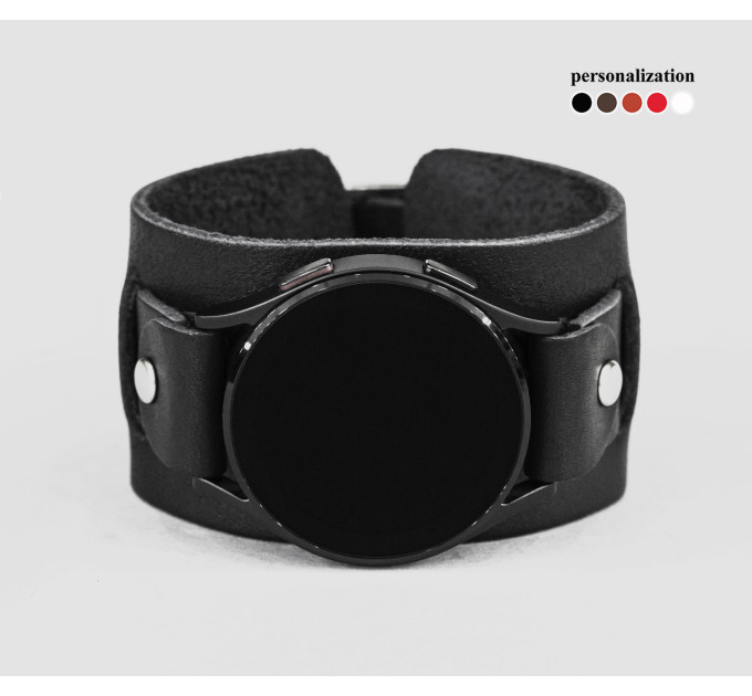 Leather cuff band compatible with Samsung and other Smart watches strap, Handmade UA code 2240