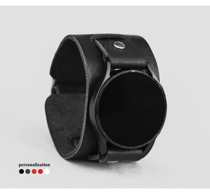 Leather cuff band compatible with Samsung and other Smart watches strap, Handmade UA code 2240