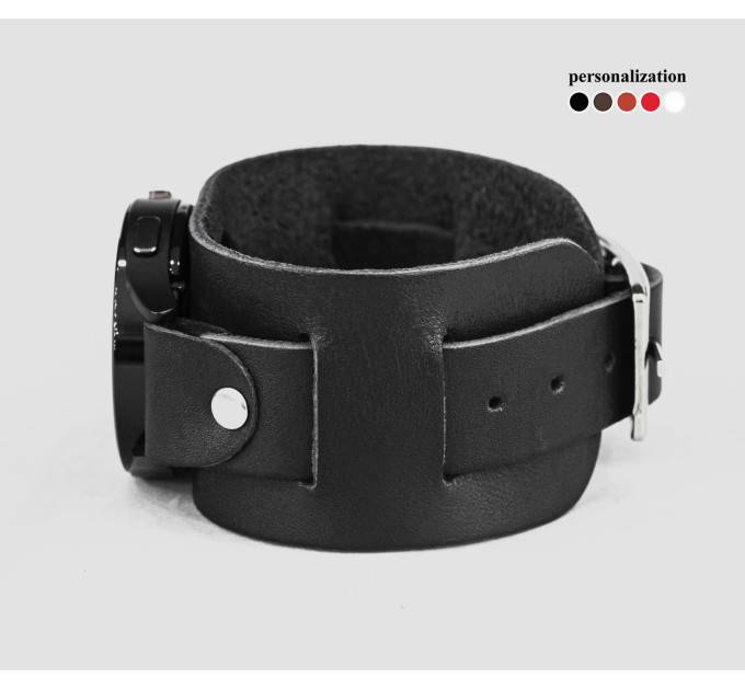 Leather cuff band compatible with Samsung and other Smart watches strap, Handmade UA code 2240