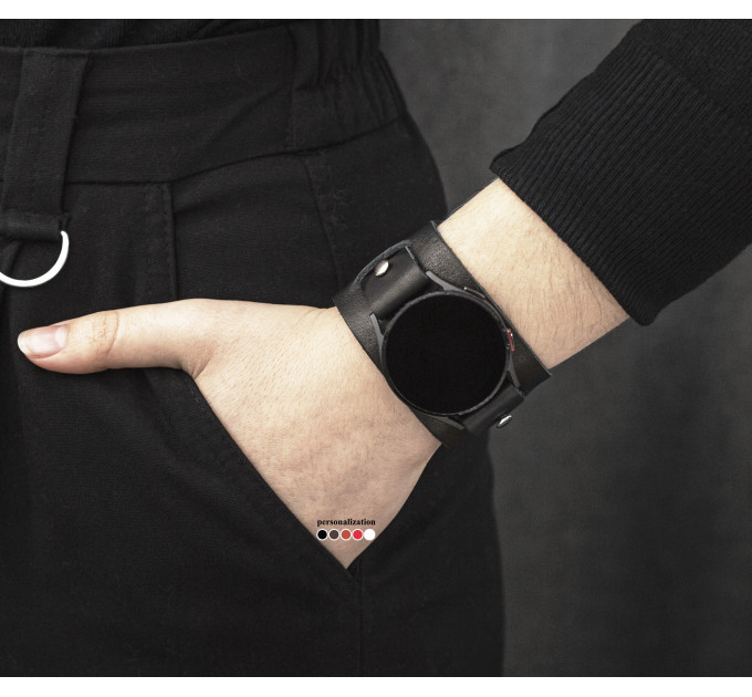 Leather cuff band compatible with Samsung and other Smart watches strap, Handmade UA code 2240