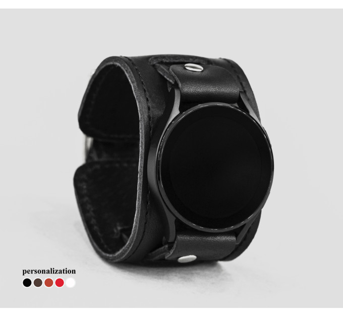 Leather cuff band compatible with Samsung and other Smart watches strap, Handmade UA code 2240st