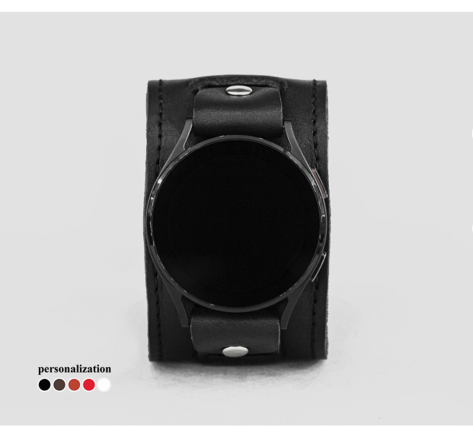 Leather cuff band compatible with Samsung and other Smart watches strap, Handmade UA code 2240st