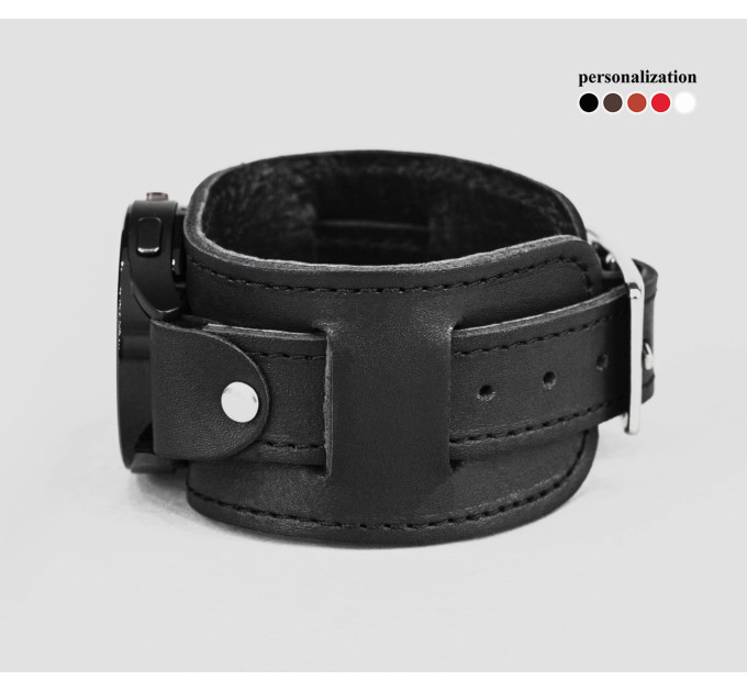 Leather cuff band compatible with Samsung and other Smart watches strap, Handmade UA code 2240st