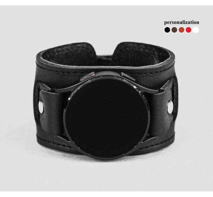 Leather cuff band compatible with Samsung and other Smart watches strap, Handmade UA code 2240st