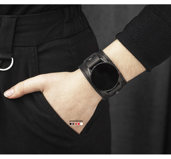 Leather cuff band compatible with Samsung and other Smart watches strap, Handmade UA code 2240st