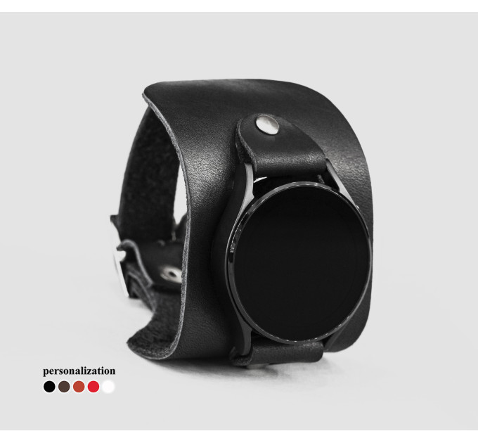 Leather cuff band compatible with Samsung and other Smart watches strap, Handmade UA code 2310
