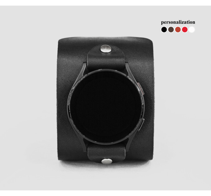 Leather cuff band compatible with Samsung and other Smart watches strap, Handmade UA code 2310