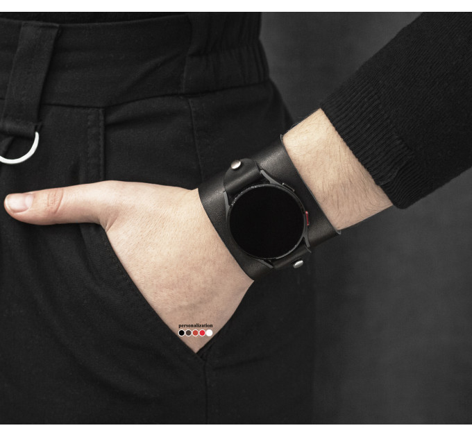 Leather cuff band compatible with Samsung and other Smart watches strap, Handmade UA code 2310