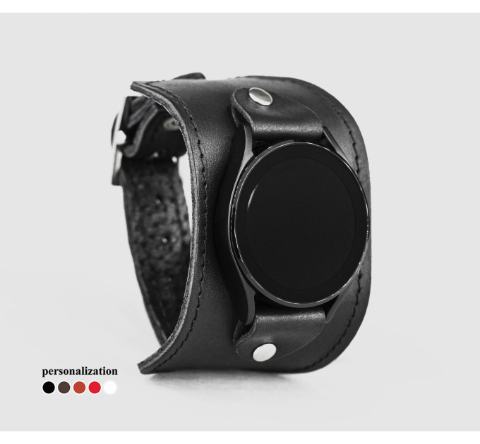 Leather cuff band compatible with Samsung and other Smart watches strap, Handmade UA code 2310st