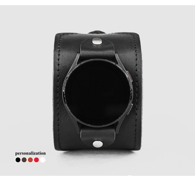 Leather cuff band compatible with Samsung and other Smart watches strap, Handmade UA code 2310st