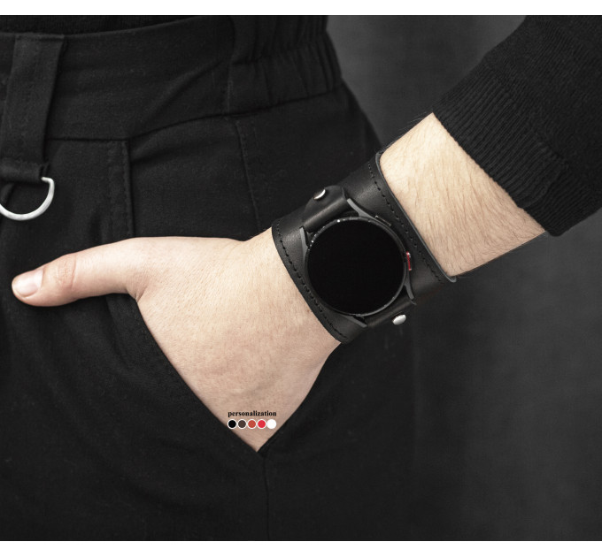 Leather cuff band compatible with Samsung and other Smart watches strap, Handmade UA code 2310st