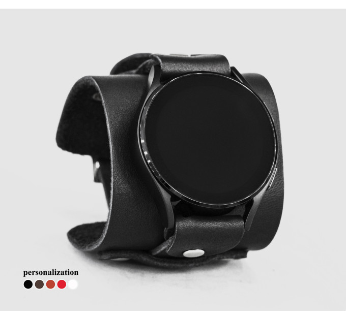 Leather cuff band compatible with Samsung and other Smart watches strap, Handmade UA code 2330