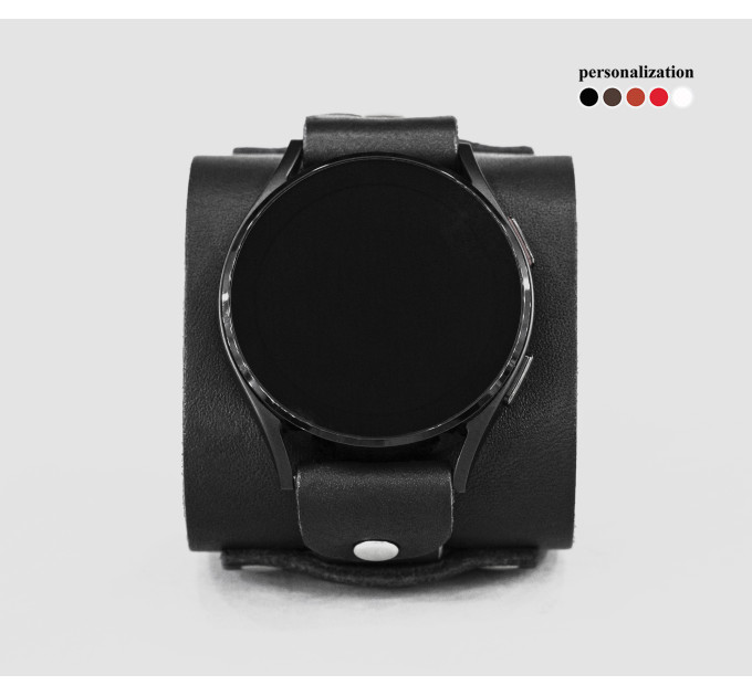 Leather cuff band compatible with Samsung and other Smart watches strap, Handmade UA code 2330