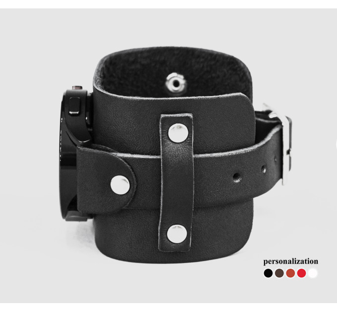 Leather cuff band compatible with Samsung and other Smart watches strap, Handmade UA code 2330