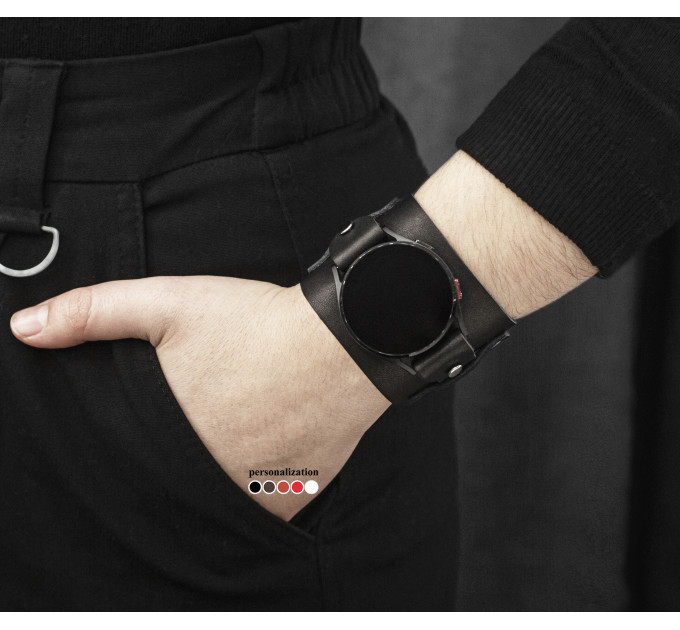 Leather cuff band compatible with Samsung and other Smart watches strap, Handmade UA code 2330