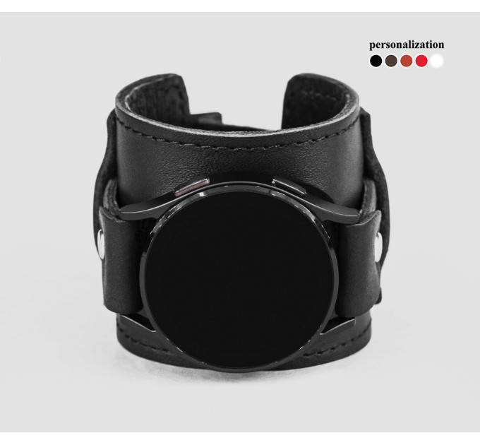 Leather cuff band compatible with Samsung and other Smart watches strap, Handmade UA code 2330st