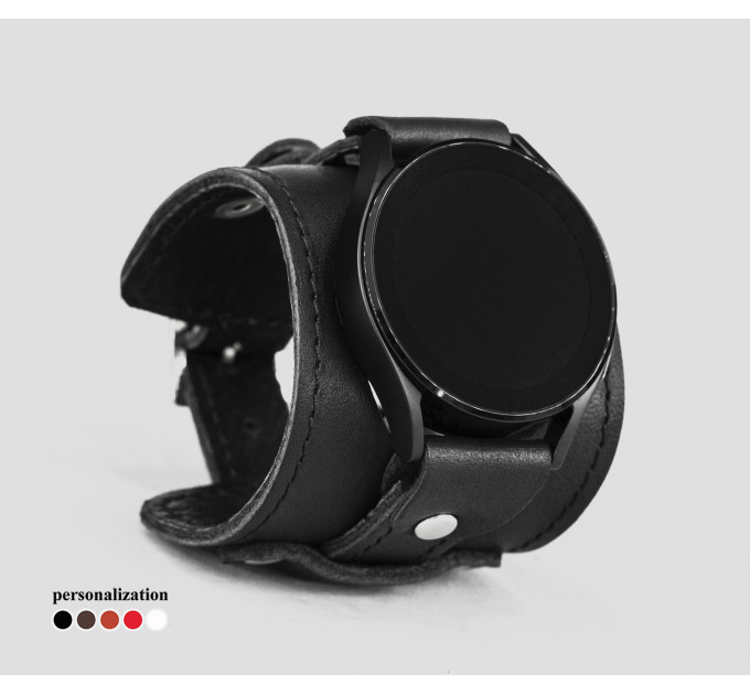 Leather cuff band compatible with Samsung and other Smart watches strap, Handmade UA code 2330st